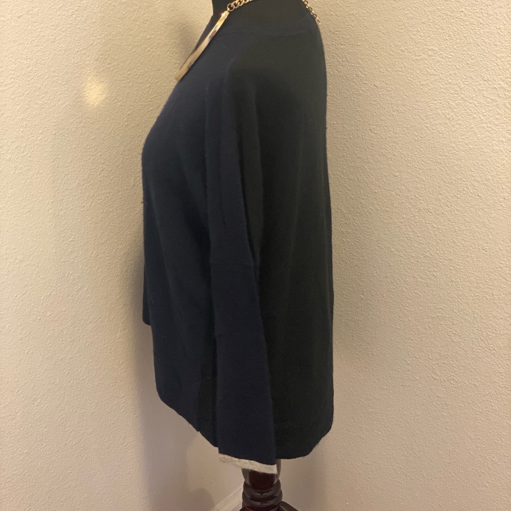 2 FOR $25Vince Cashmere Sweater Navy Blue Black Colorblock Dolman Oversized XS - Picture 3 of 6